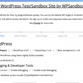 Free WordPress Test/Sandbox Site by WPSandbox.net