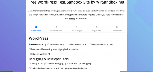Free WordPress Test/Sandbox Site by WPSandbox.net